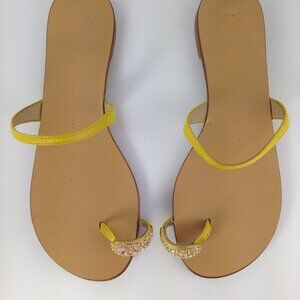 Giuseppe Zanotti Crystal-Embellished Toe-Ring Yellow Leather Sandals